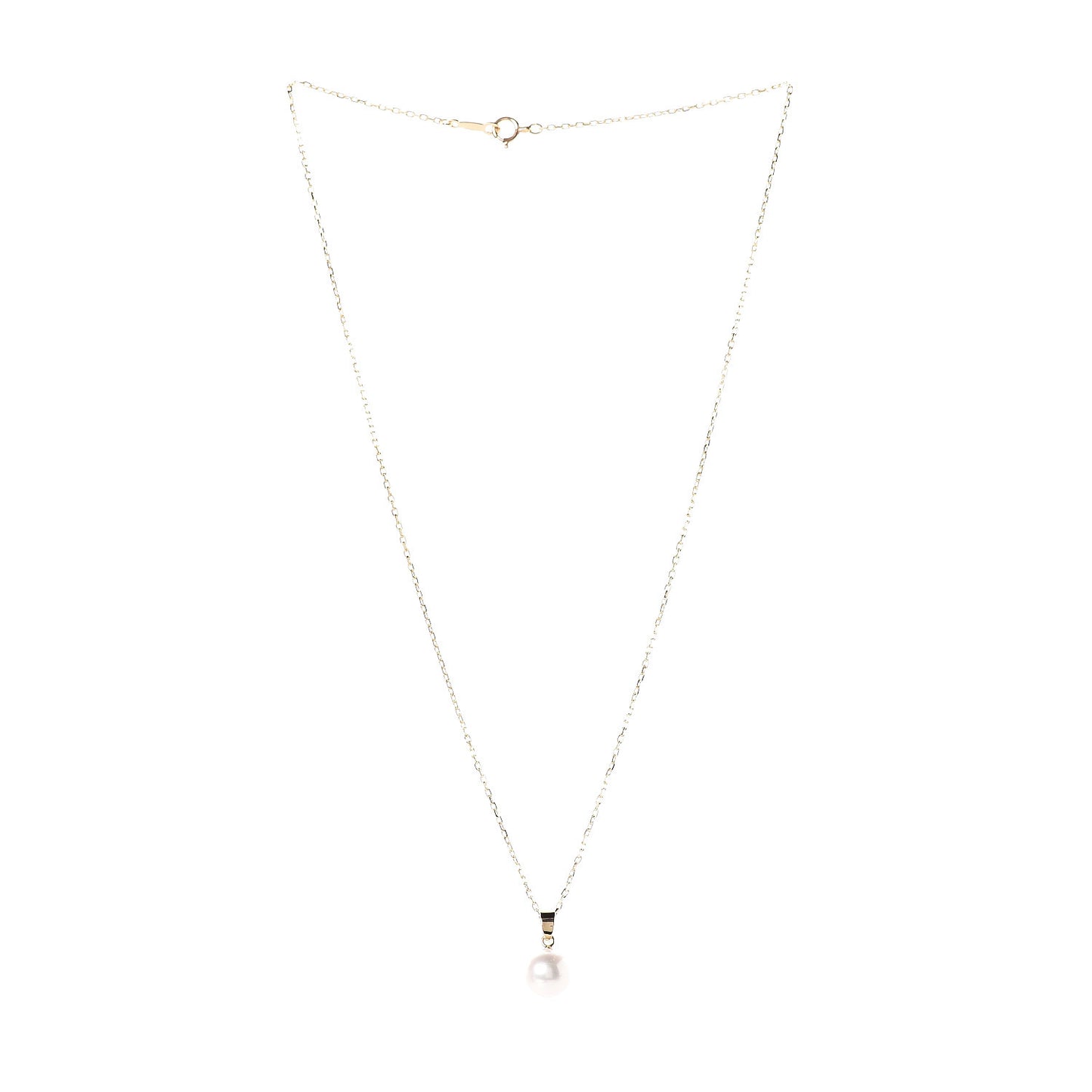 18K Yellow Gold Akoya Pearl 8-8.5mm Drop Pendant Necklace