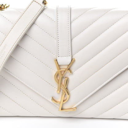 Saint Laurent Lambskin Matelasse Chevron Small Monogram Satchel Off White 19 of 21