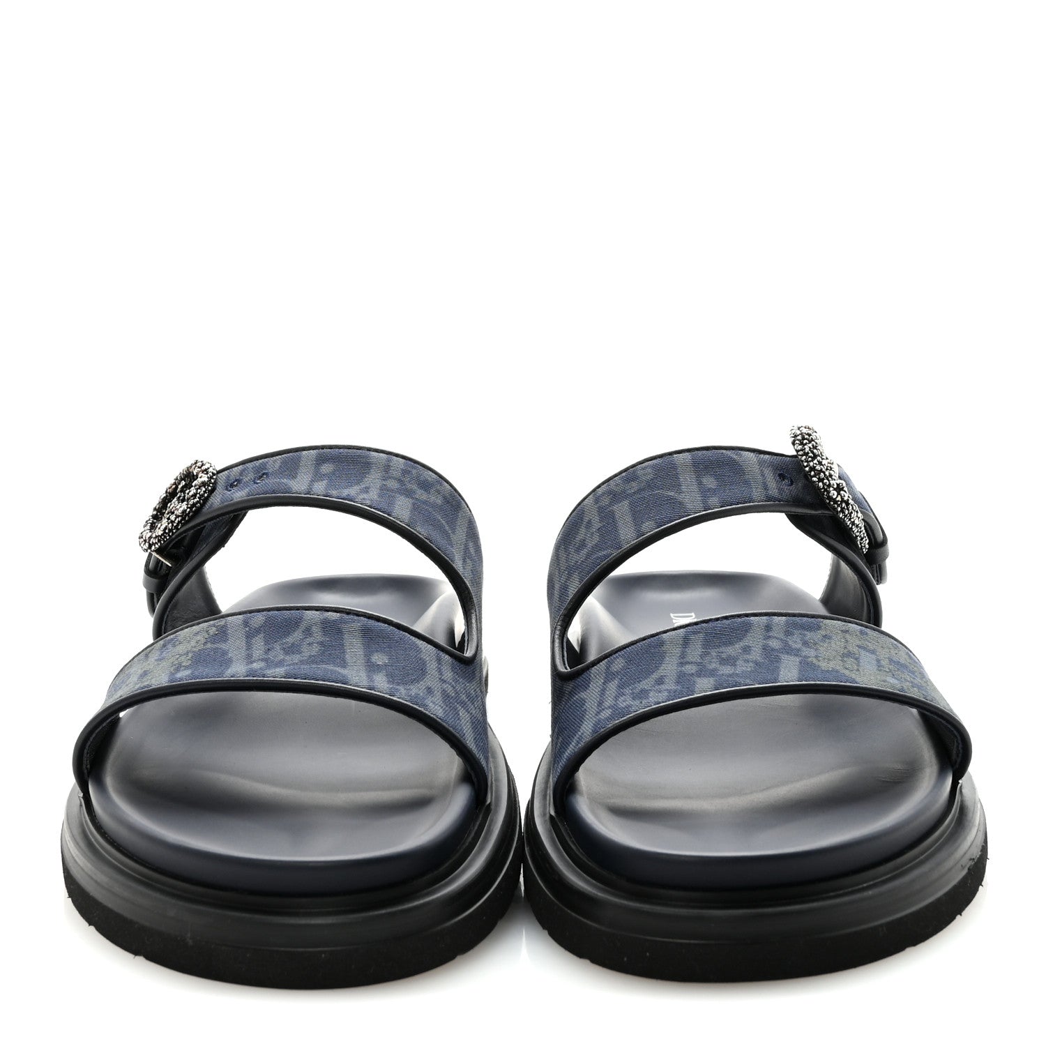 Christian Dior X DENIM TEARS Denim Calfskin Oblique Mens Sandals 44 Blue 3 of 9