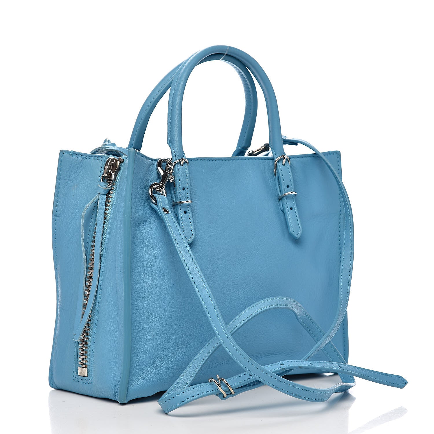 Balenciaga Supple Calfskin Papier Mini A4 Zip Around Tote Bleu Azur Clair 3 of 11