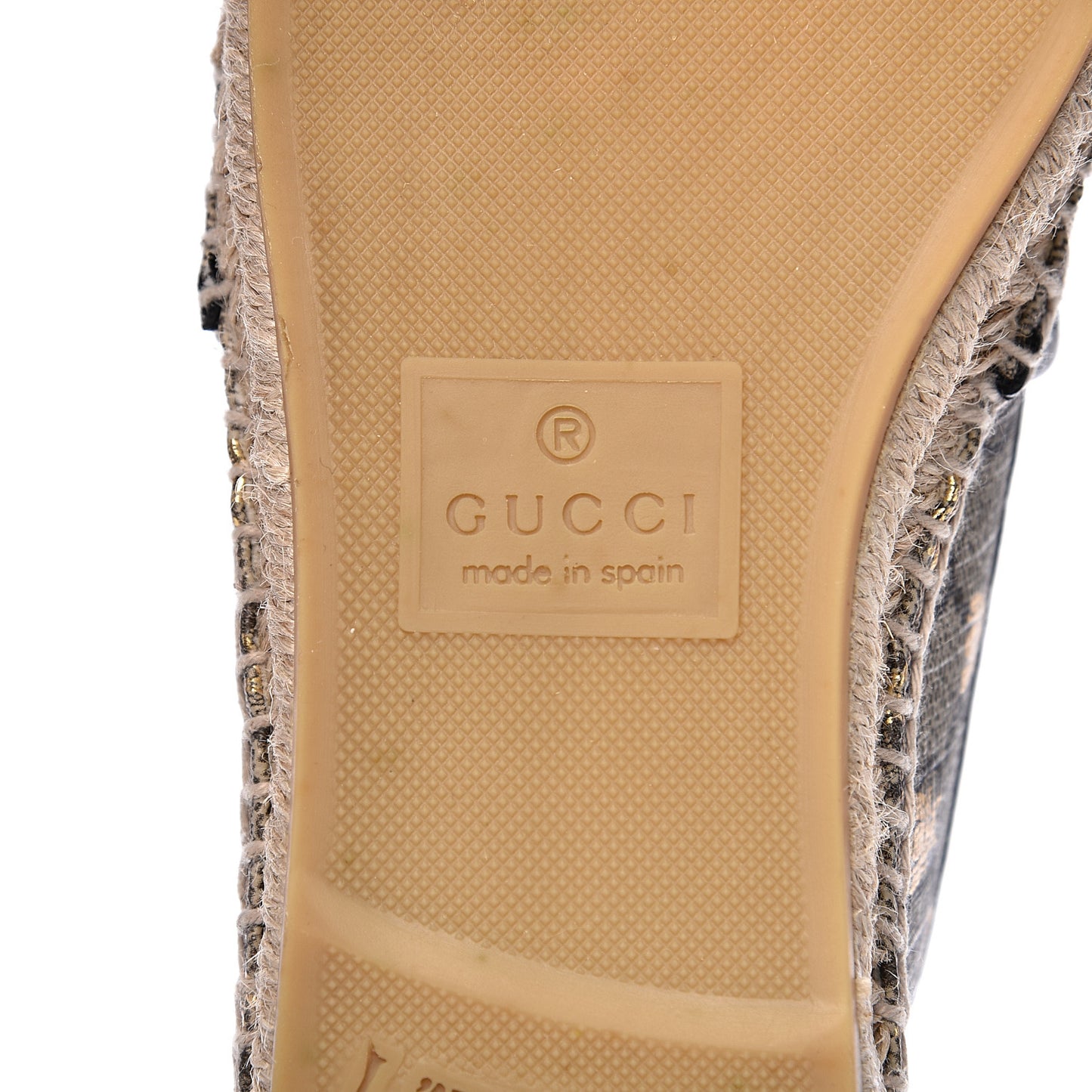 GG Supreme Monogram Bees Espadrille Flats 36.5 Beige Ebony Oro Black