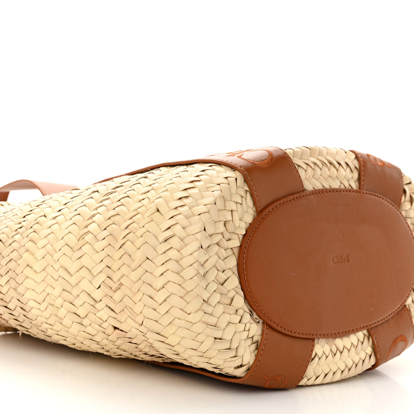 Raffia Smooth Calfskin Medium Sense Basket Caramel