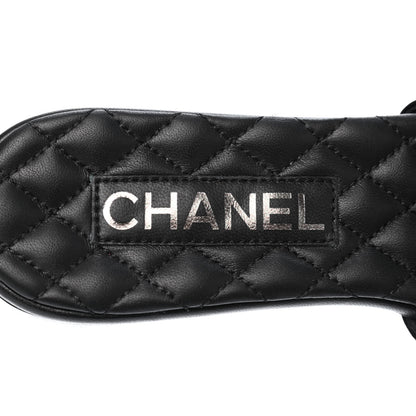 Chanel Lambskin Pearl CC Sandals 36 Black 7 of 10