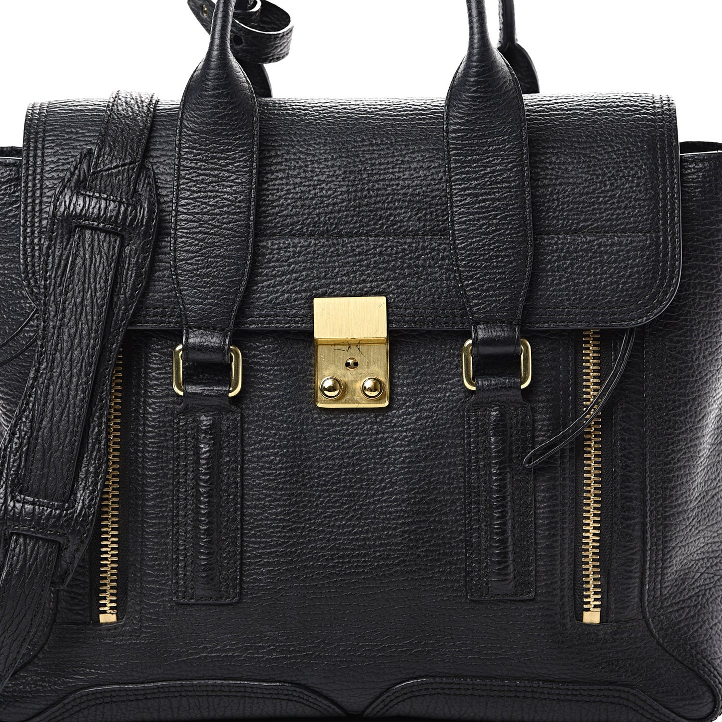 3.1 Textured Calfskin Medium Pashli Satchel Black