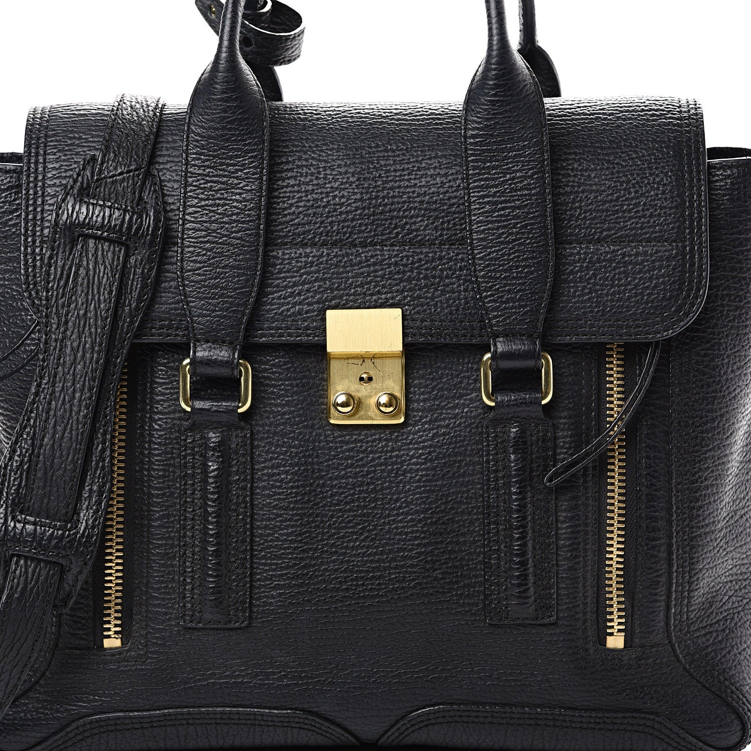 3.1 Phillip Lim 3.1 Textured Calfskin Medium Pashli Satchel Black 11 of 19