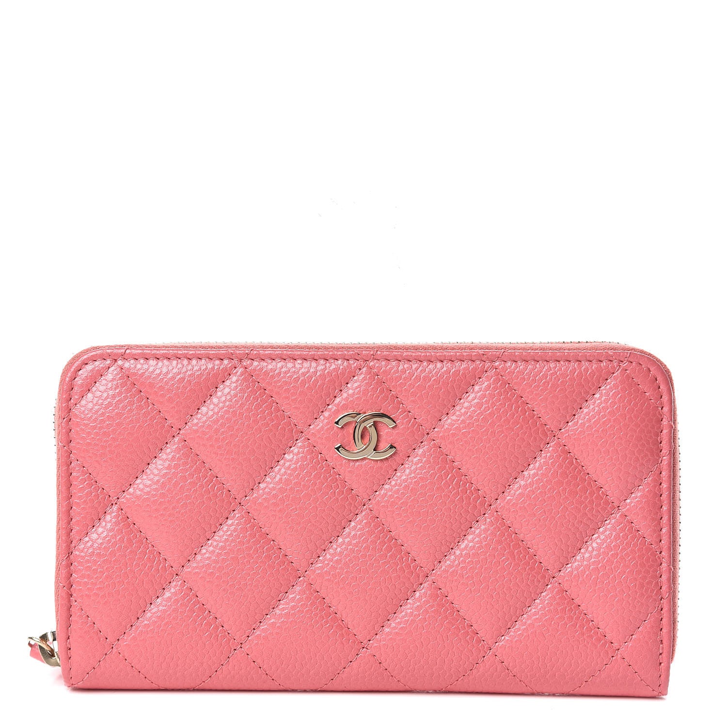 Chanel Caviar Quilted Small Zip Around Wallet Pink 1 of 9