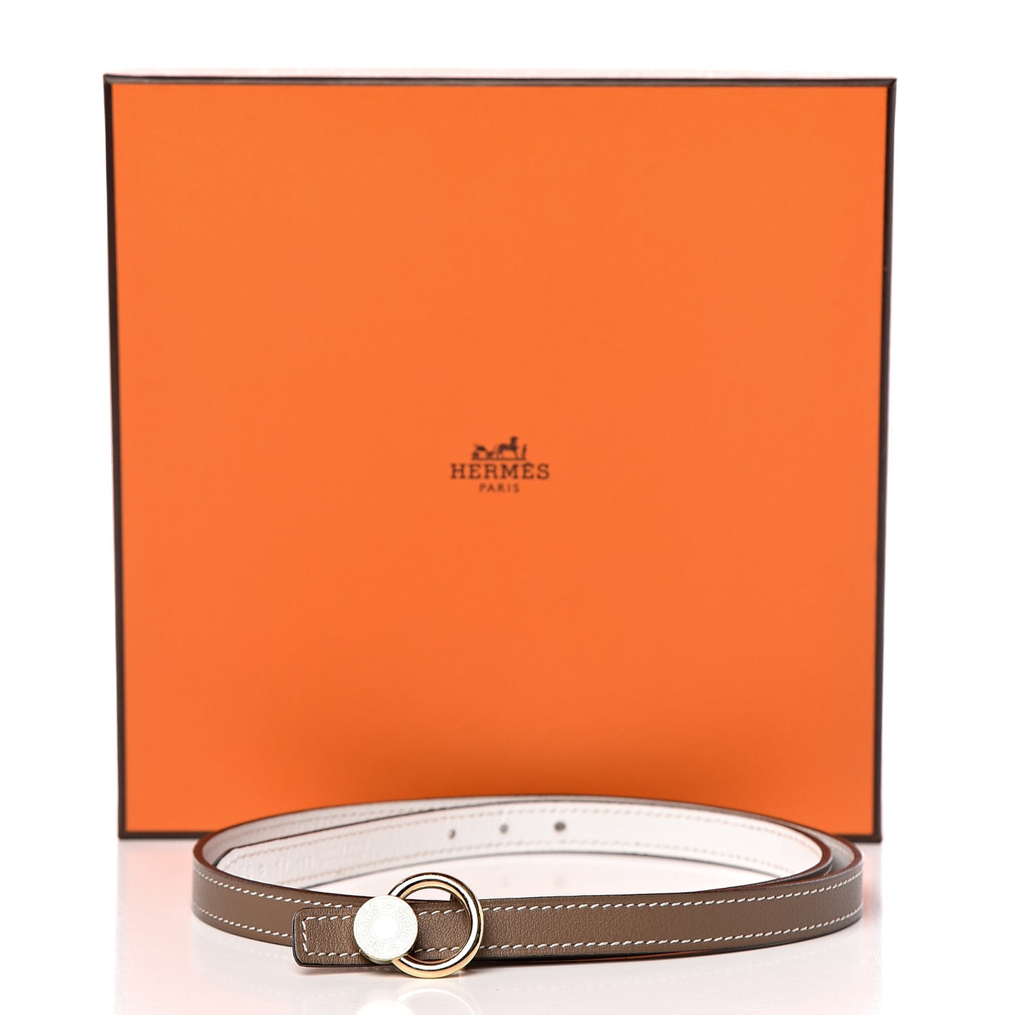 Swift Epsom 13mm Mini Laquee Reversible Belt 70 Etoupe White