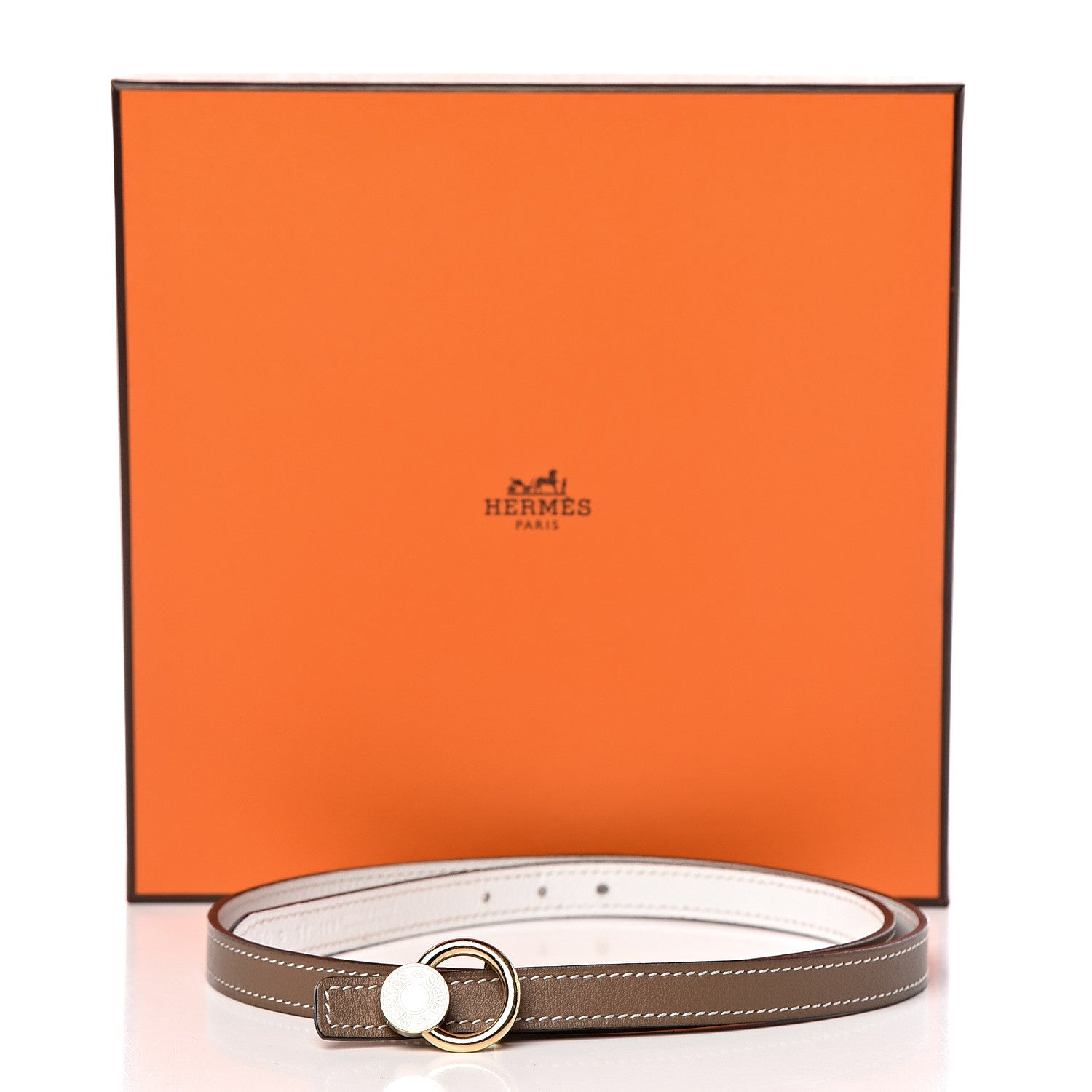 Hermes Swift Epsom 13mm Mini Laquee Reversible Belt 70 Etoupe White 7 of 7