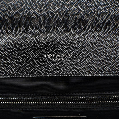 Saint Laurent Grain De Poudre Textured Mixed Matelasse Large Triquilt Monogram Satchel Black 5 of 12