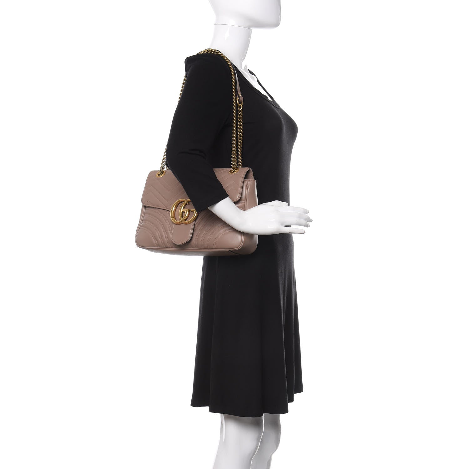 Gucci Calfskin Matelasse Medium GG Marmont Shoulder Bag Porcelain Rose 2 of 10