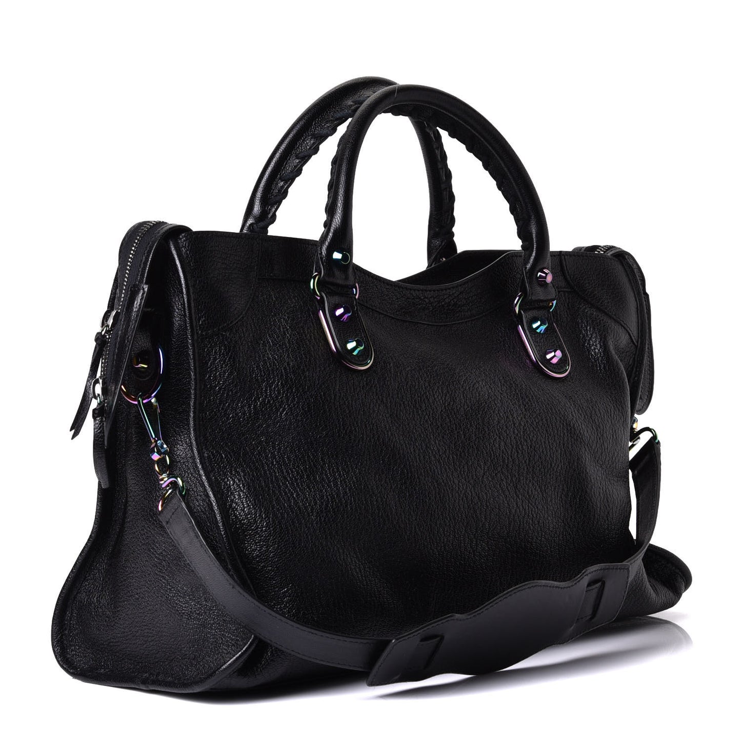 Chevre Iridescent Metallic Edge Hardware City Black