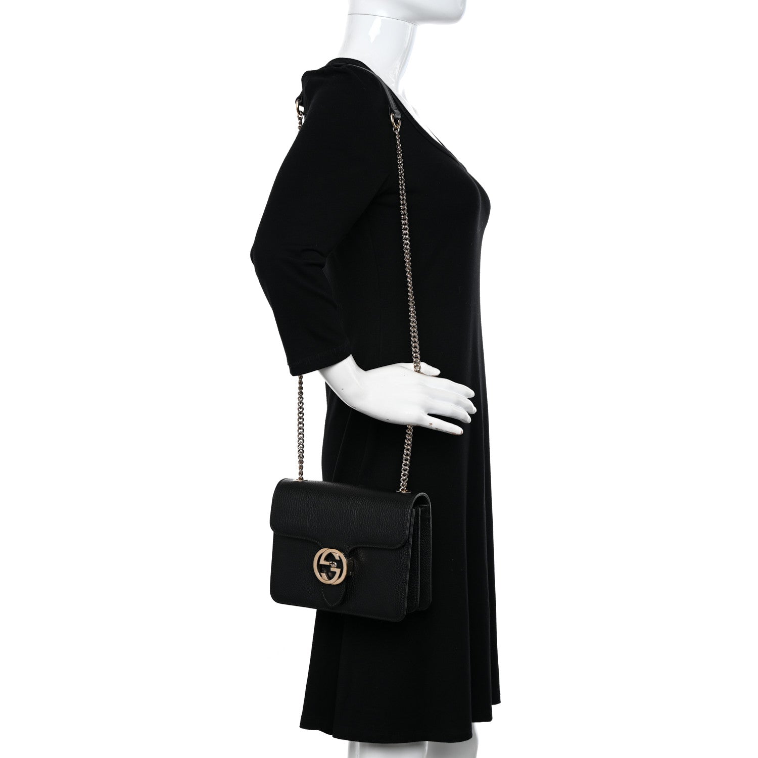 Gucci Dollar Calfskin Small Interlocking G Shoulder Bag Black 11 of 11