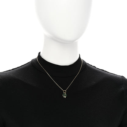 Foundrae 18K Yellow Gold Diamond Enamel Crescent Disk Charm Necklace Green 2 of 7
