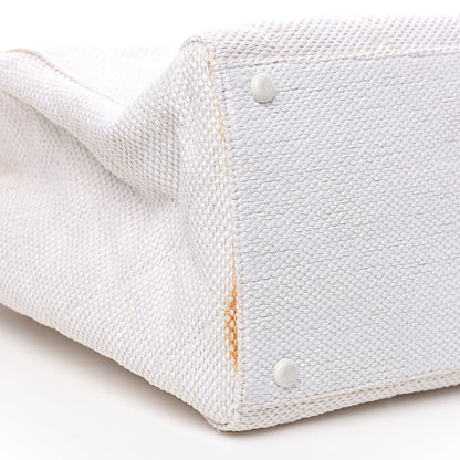 Chanel Woven Canvas Bekko Chain Tote White 9 of 11