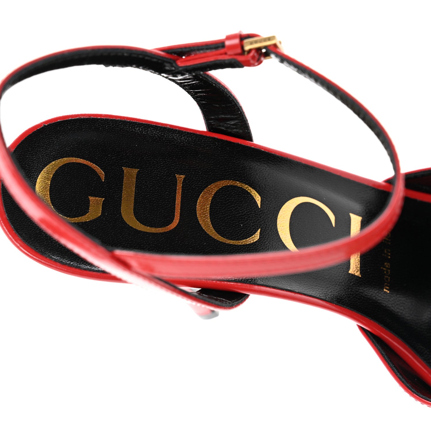 Gucci Regent Calfskin Peep Toe Sandals 37.5 Heron Red 7 of 10