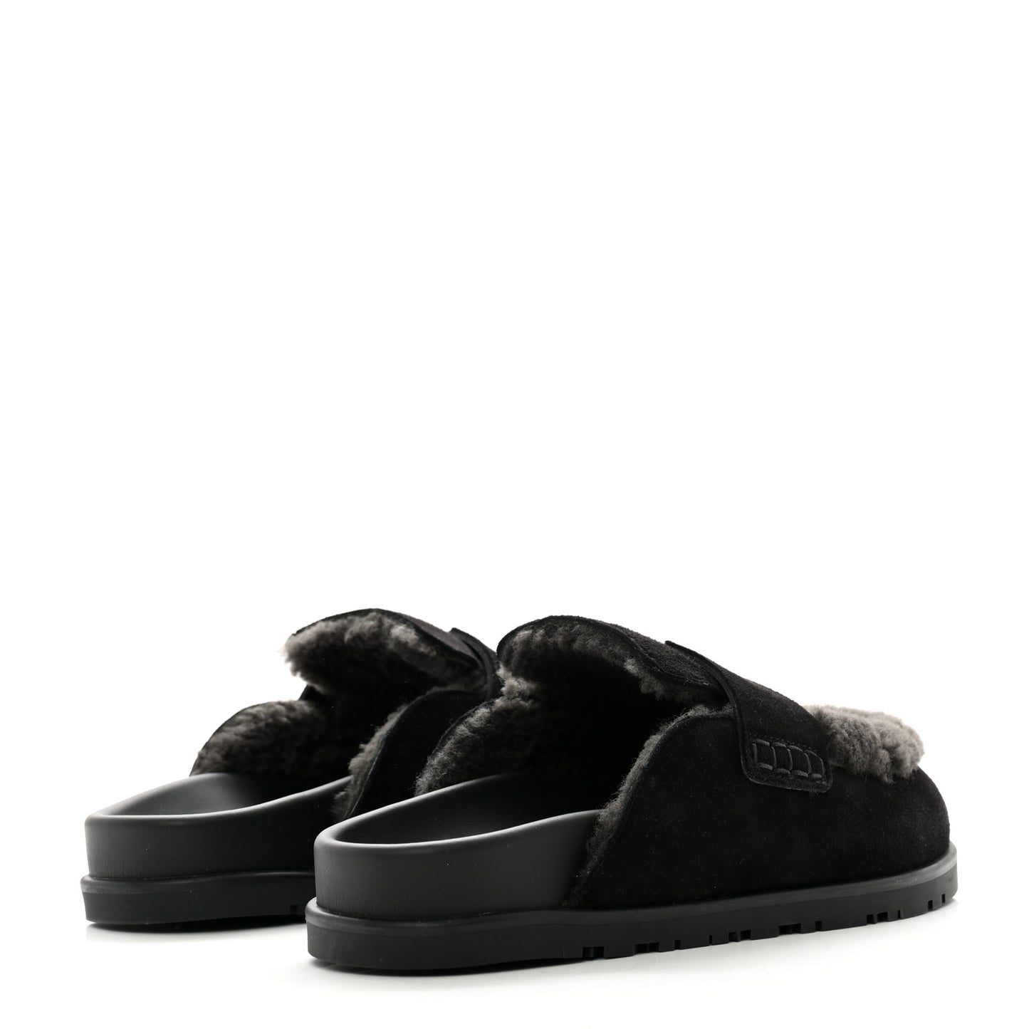 Suede Goatskin Shearling Go Mules 36.5 Black