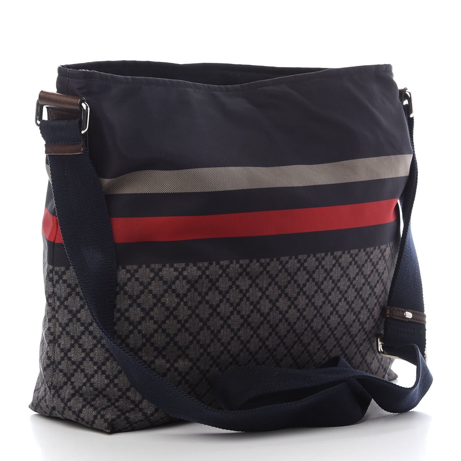 Gucci Nylon Diamante Medium Flat Messenger Bag Navy 2 of 10