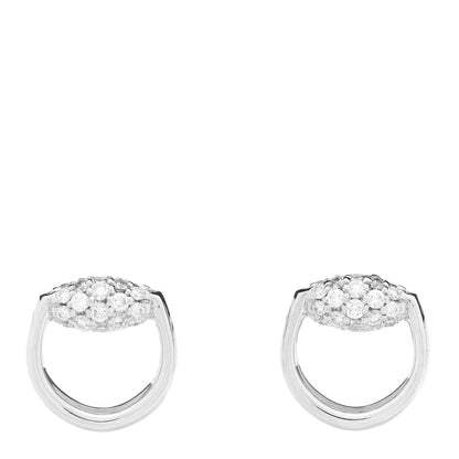 Gucci 18K White Gold Diamond Horsebit Earrings 1 of 5