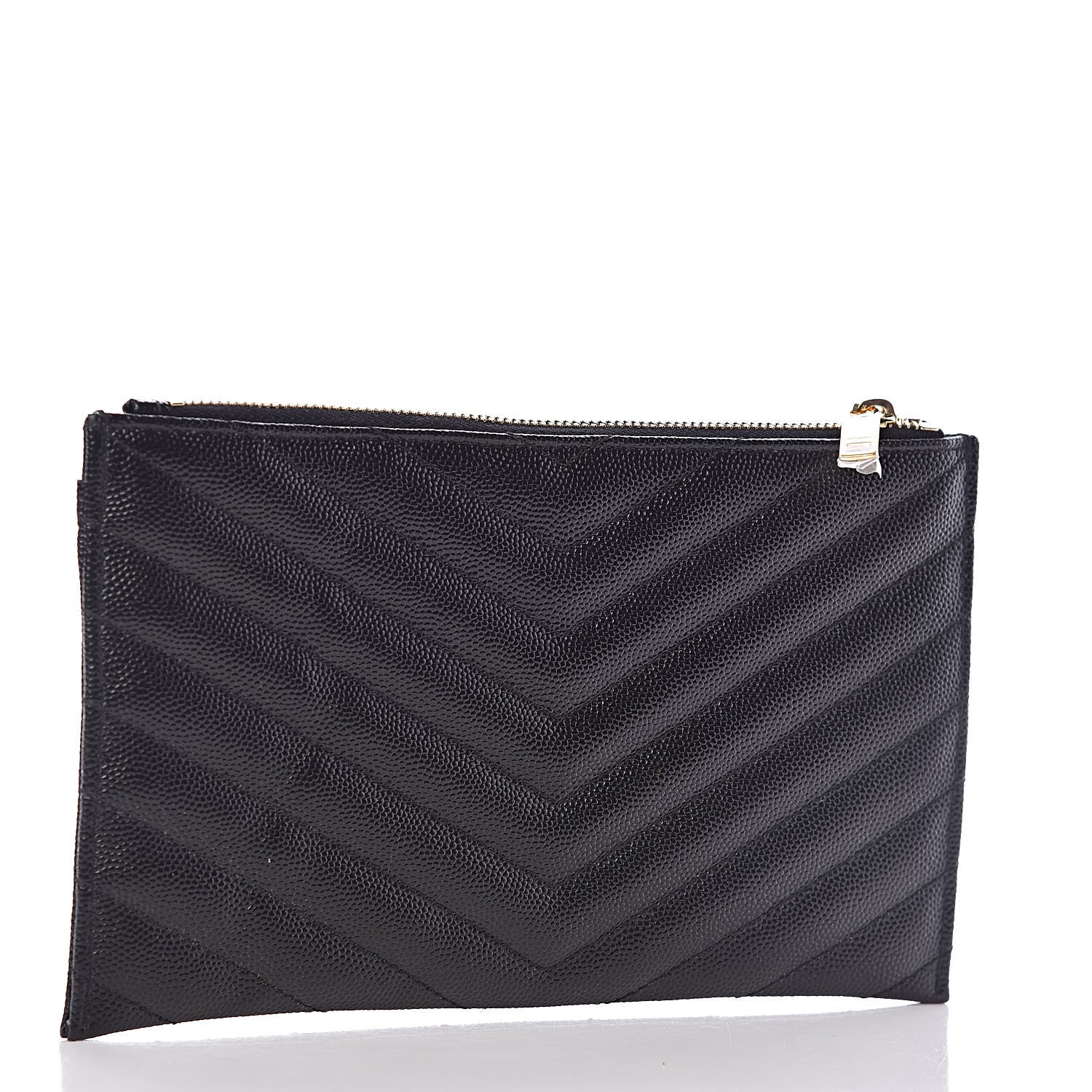 Saint Laurent Grain De Poudre Chevron Monogram Bill Pouch Black 3 of 9