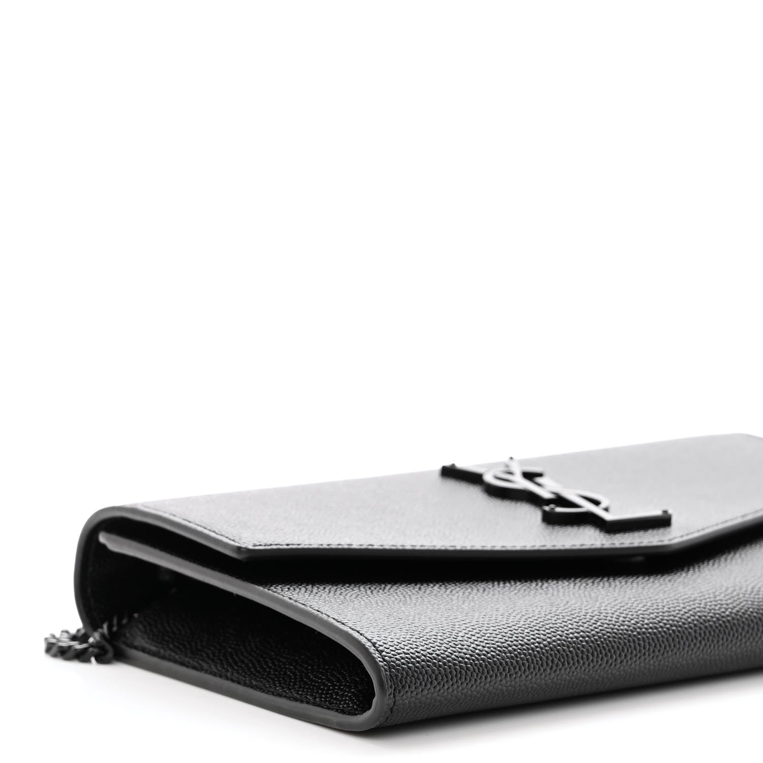 Saint Laurent Grain De Poudre Monogram Uptown Chain Wallet Black 9 of 10
