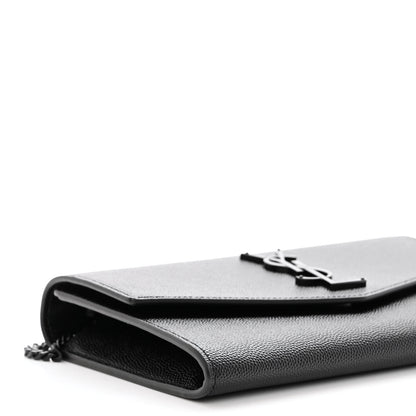 Saint Laurent Grain De Poudre Monogram Uptown Chain Wallet Black 9 of 10
