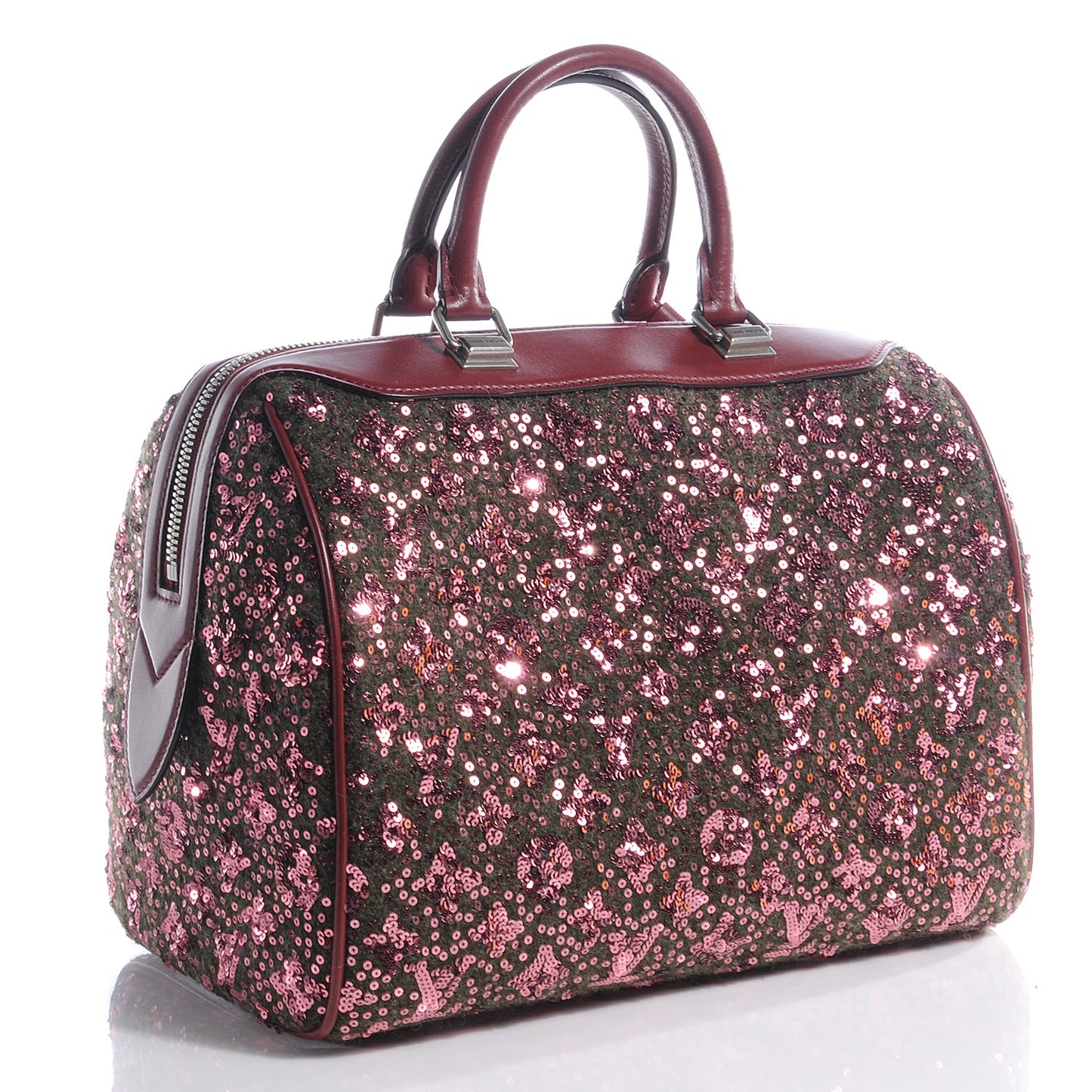 Sequin Monogram Sunshine Express Speedy Burgundy