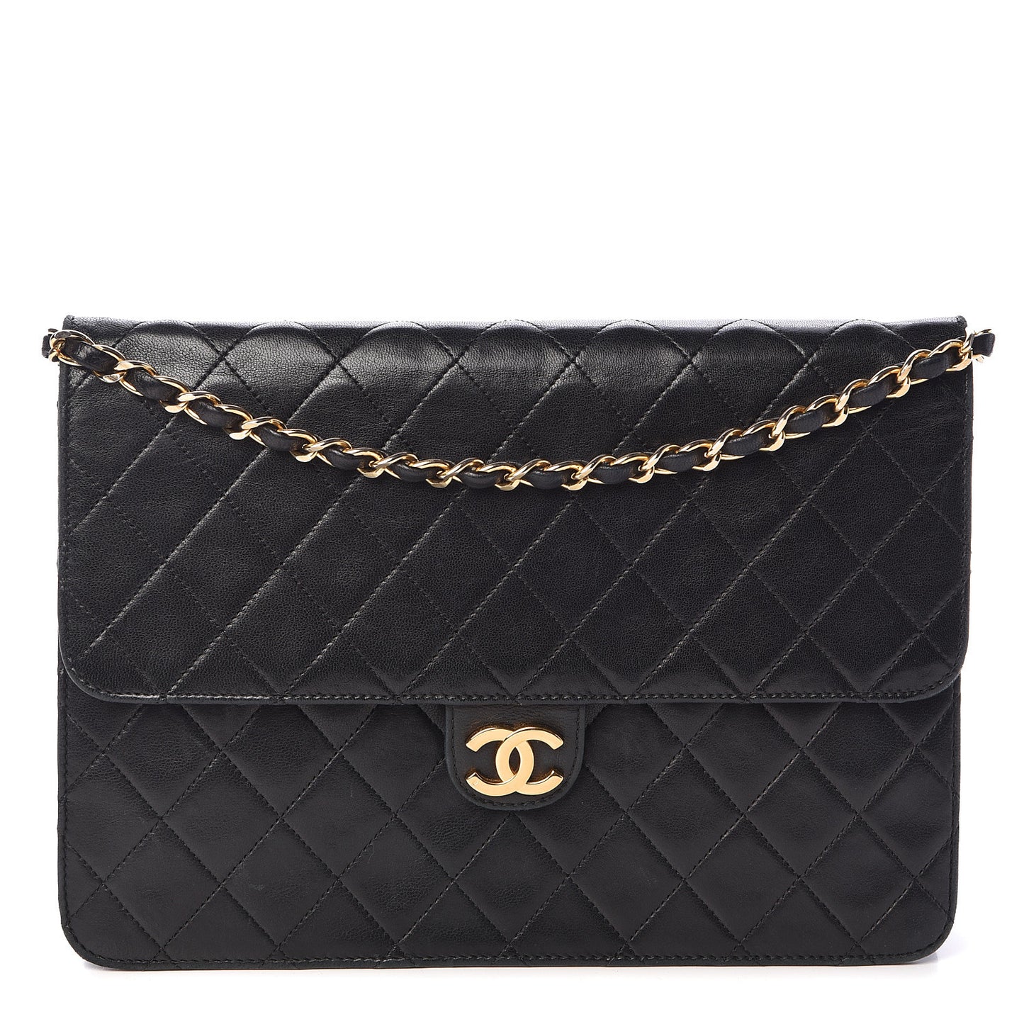 Lambskin Quilted Medium Single Flap Black