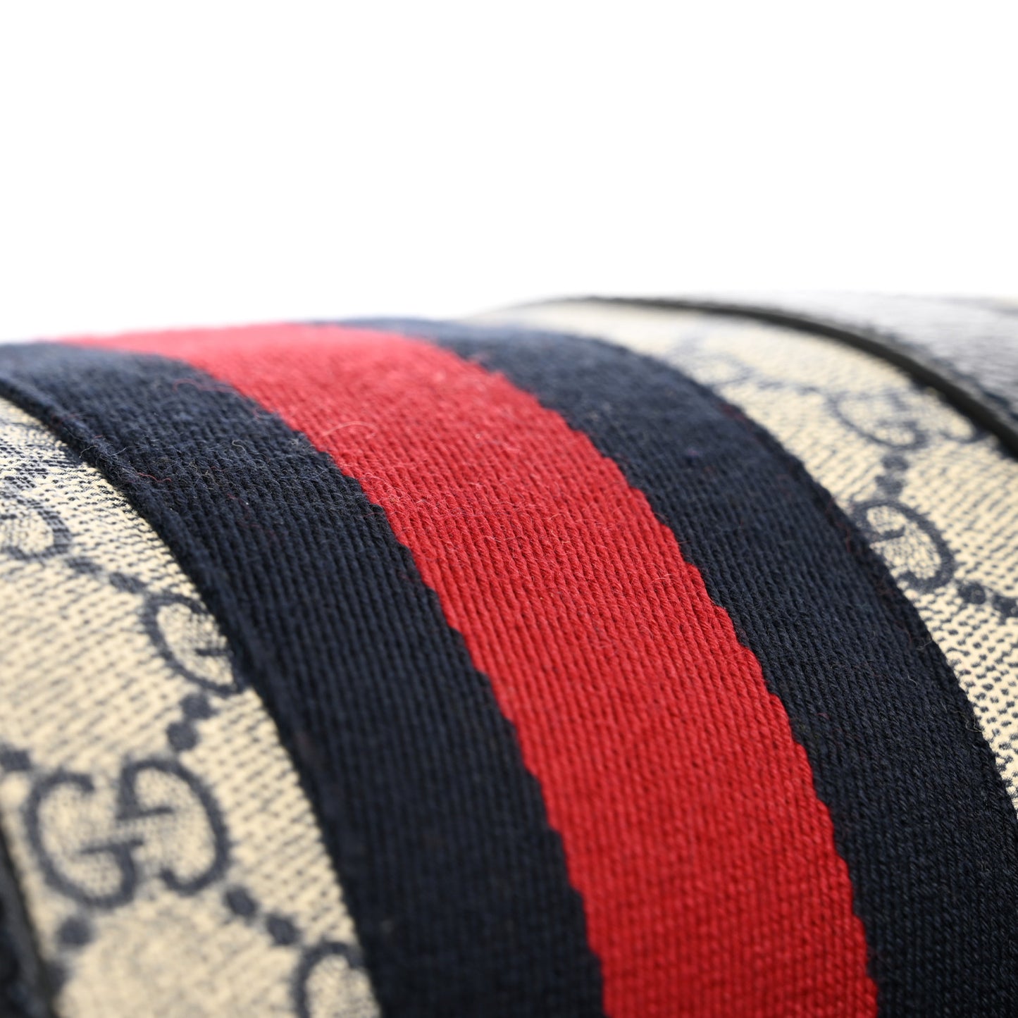 GG Supreme Monogram Textured Dollar Calfskin Web Medium Ophidia Duffle Bag Beige Blue