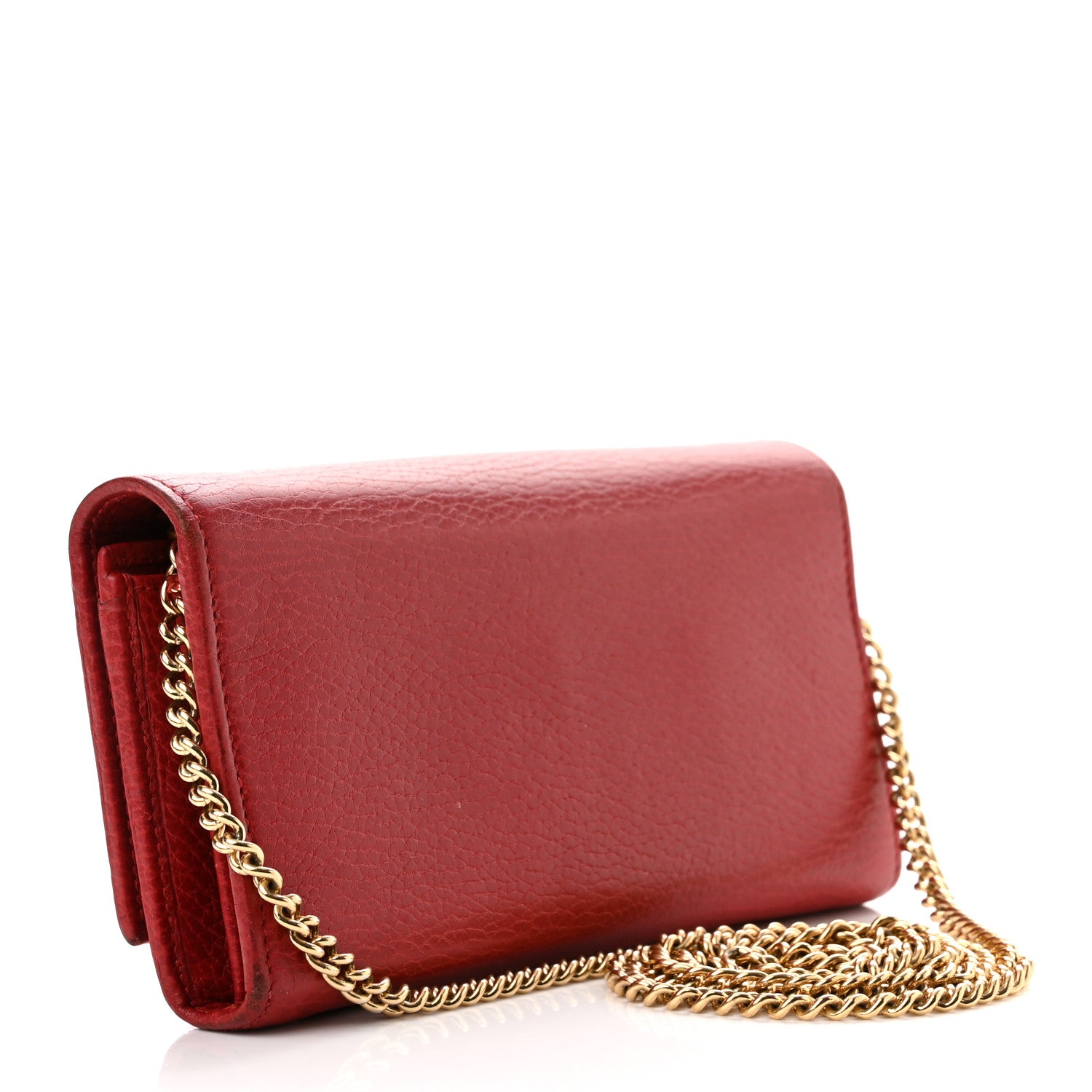Gucci Dollar Calfskin Petite GG Marmont Wallet Chain Bag Hibiscus Red 3 of 13