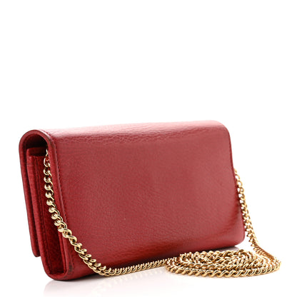Gucci Dollar Calfskin Petite GG Marmont Wallet Chain Bag Hibiscus Red 3 of 13