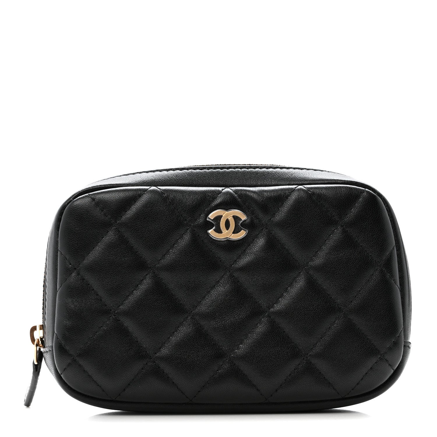 Chanel Lambskin Quilted Small Curvy Pouch Cosmetic Case Black 1 of 8