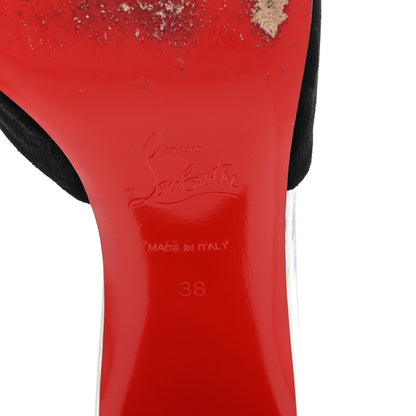 Christian Louboutin Veau Velours Specchio Dear Home 55 Slide Sandals 38 Black Crystal 7 of 11