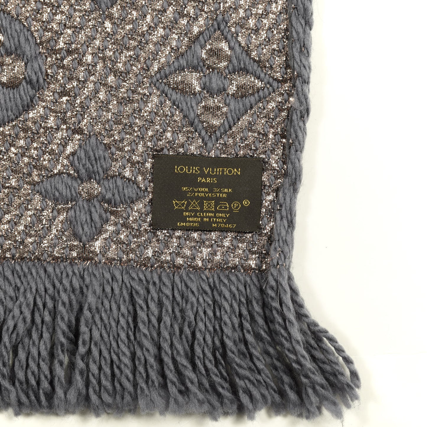 Wool Silk Logomania Shine Scarf Gris