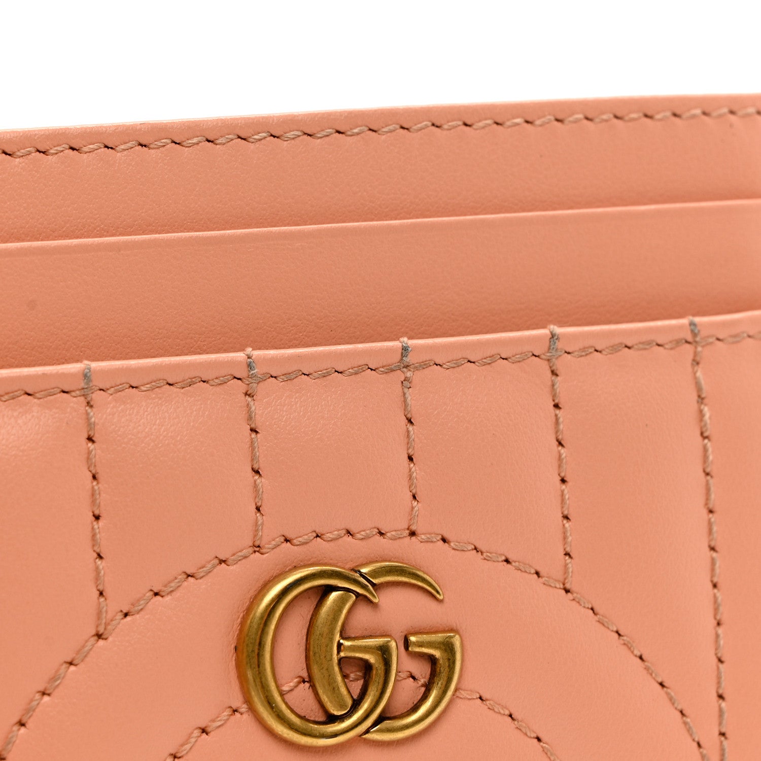 Gucci Calfskin Vertical Ring Matelasse GG Marmont Card Holder Peachy Chic 7 of 7