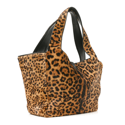 Saint Laurent Pony Hair Nappa Leopard Print Le 5 A 7 Bea Tote Earth Black 4 of 19