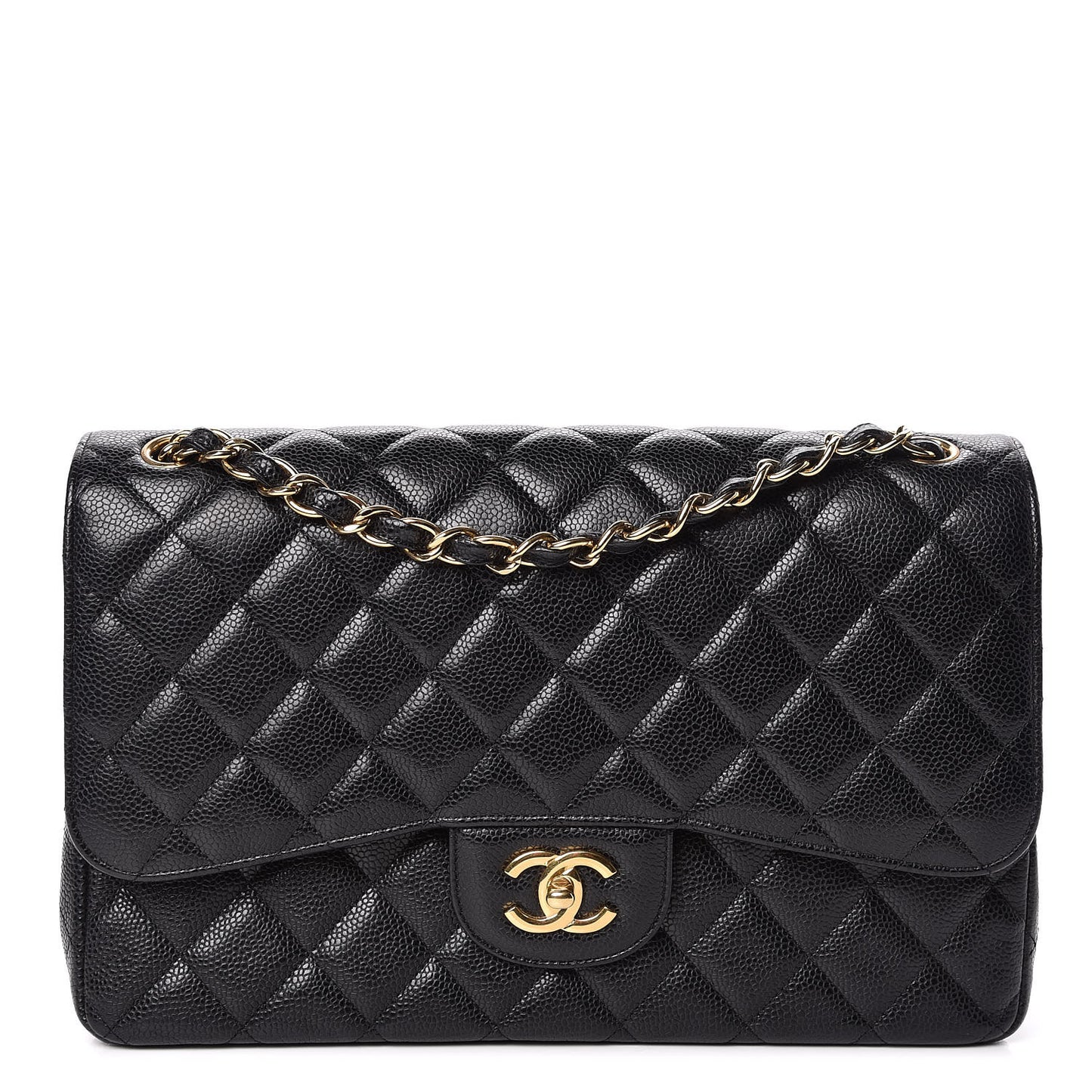 Caviar Quilted Jumbo Double Flap Black