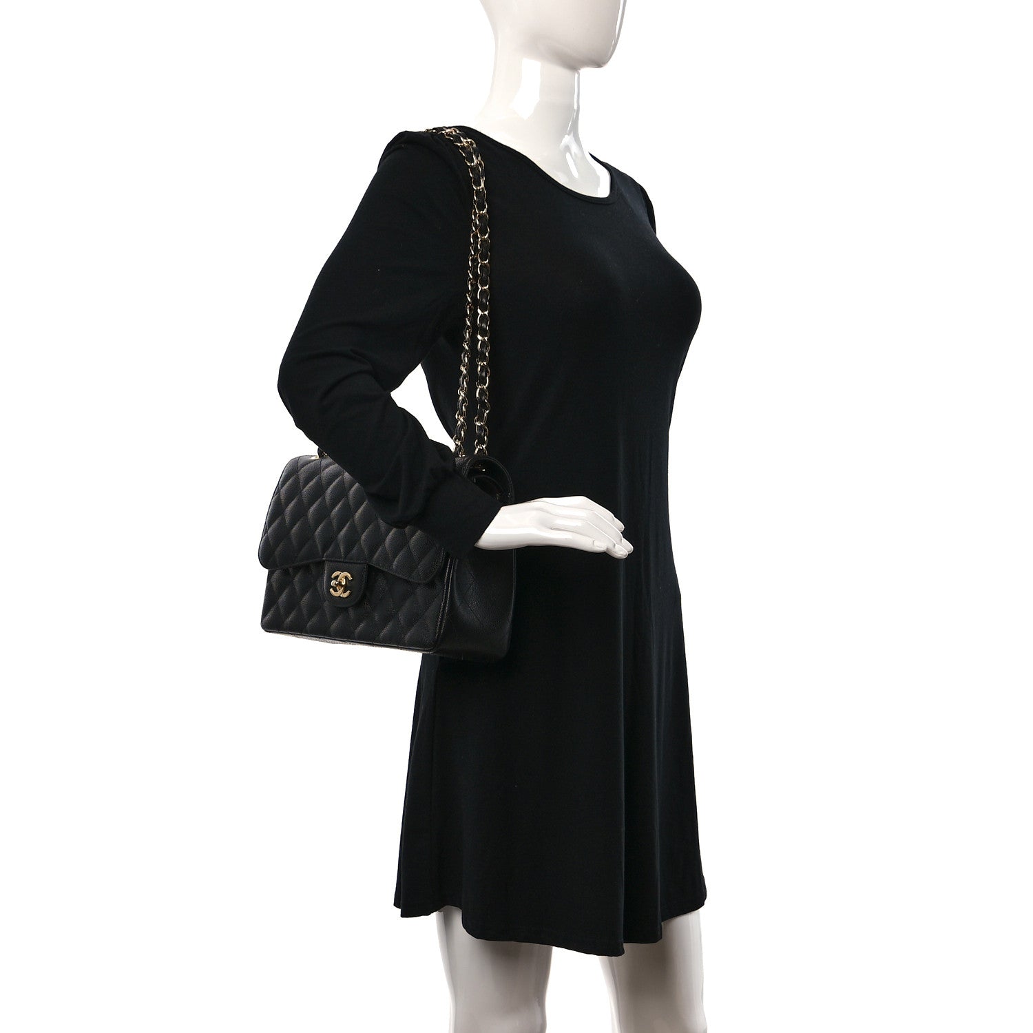 Chanel Caviar Quilted Jumbo Double Flap Black 2 of 9