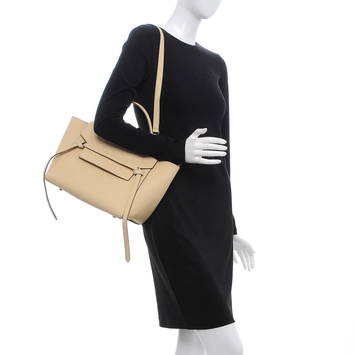 Drummed Calfskin Mini Belt Bag Cream