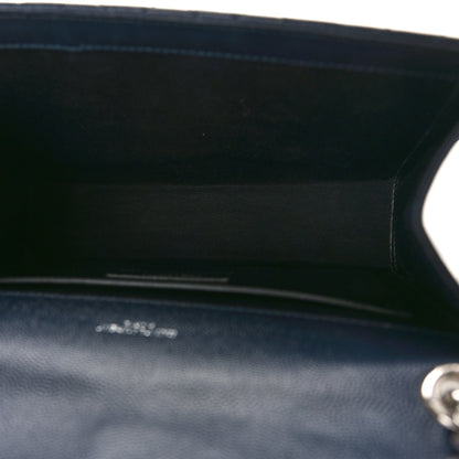 Saint Laurent Grain De Poudre Textured Mixed Matelasse Triquilt Medium Monogram Satchel Deep Marine 5 of 9