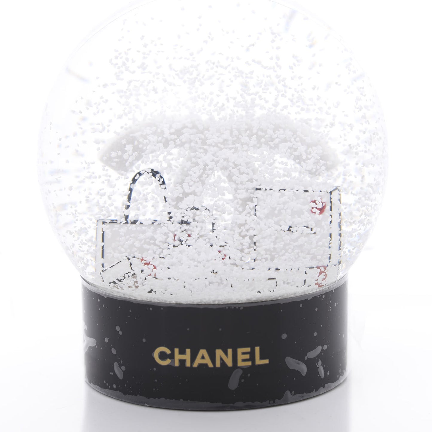 Glass CC Shopping Bag Snow Globe