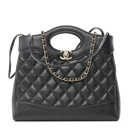 Chanel Aged Calfskin Quilted Mini 31 Shopping Bag Black 1 of 10
