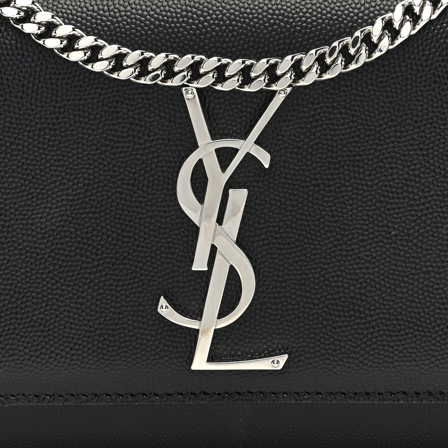 SAINT LAURENT Grain De Poudre Small Monogram Kate Satchel Black
