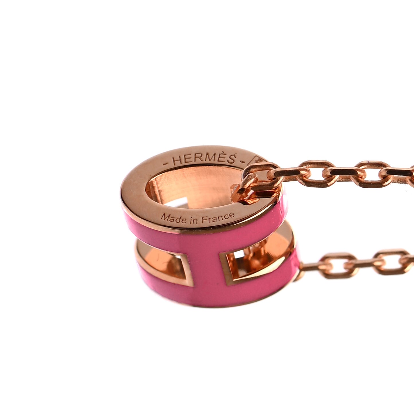 Lacquered Rose Gold Mini Pop H Pendant Necklace Rose Azalee