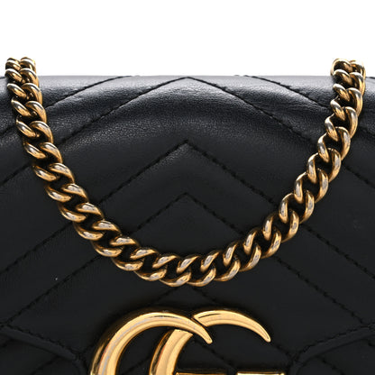 Gucci Calfskin Matelasse GG Marmont Chain Wallet Black 7 of 9