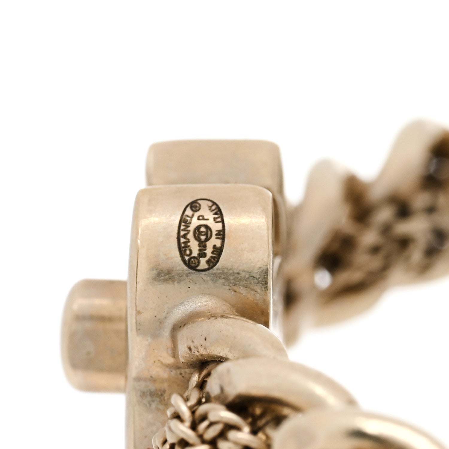 Chanel Metal CC Turnlock Chain Hoop Earrings Gold 4 of 4