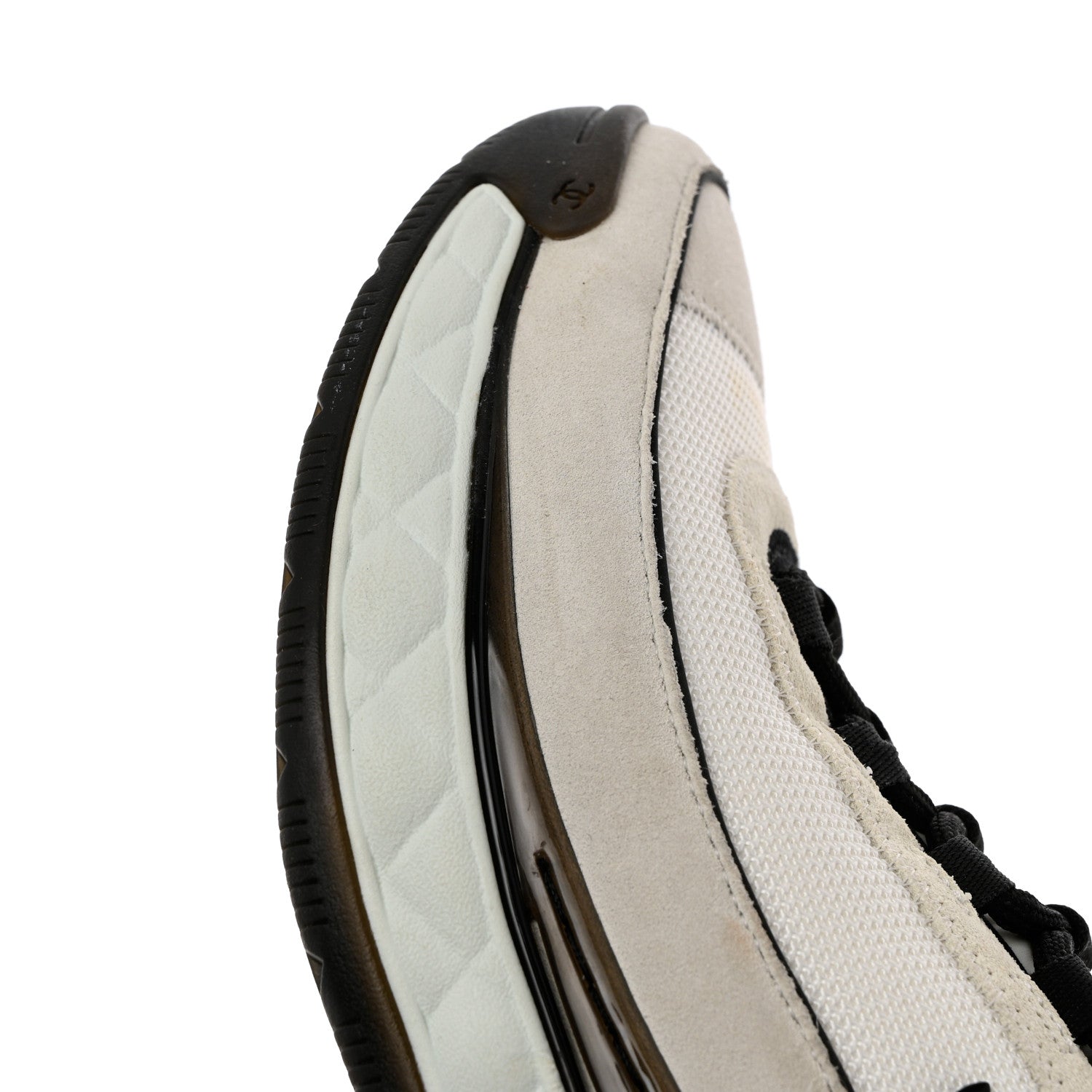 Chanel Velvet Calfskin Mixed Fibers CC Sneakers 38.5 Ivory Black 12 of 12