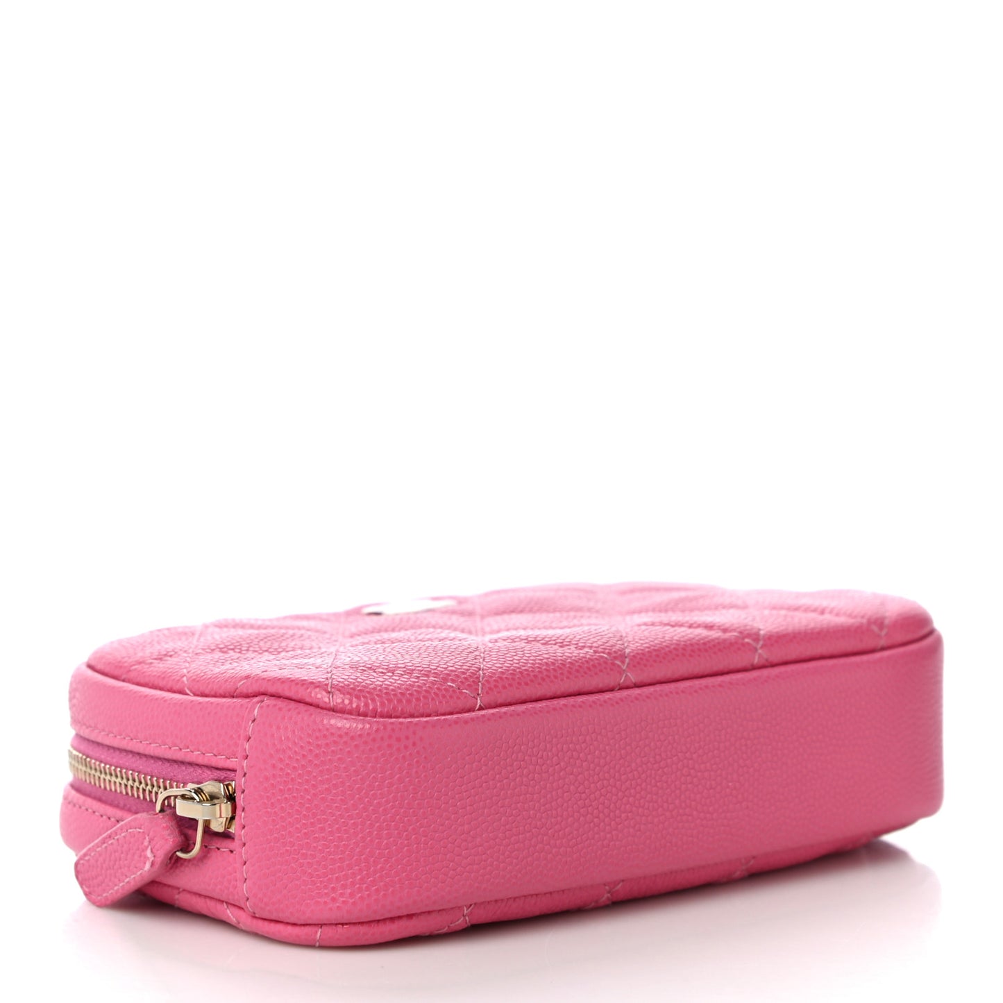 Caviar Quilted Small Curvy Pouch Cosmetic Case Pink