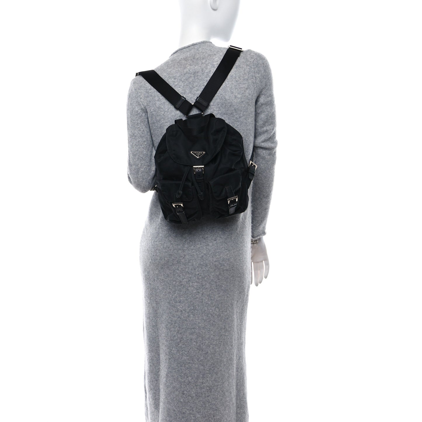 Tessuto Nylon Saffiano Small Backpack Black