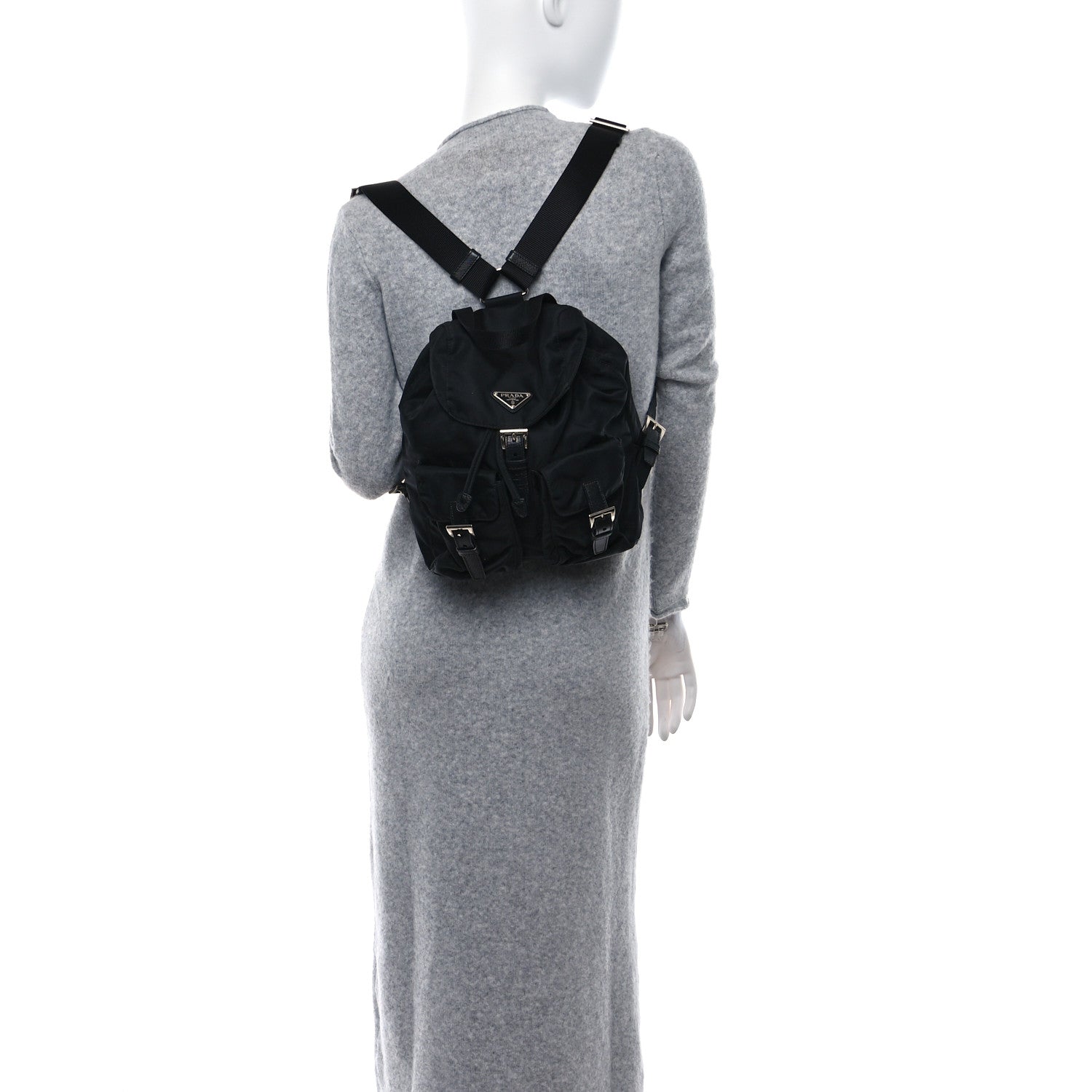 Prada Tessuto Nylon Saffiano Small Backpack Black 2 of 8