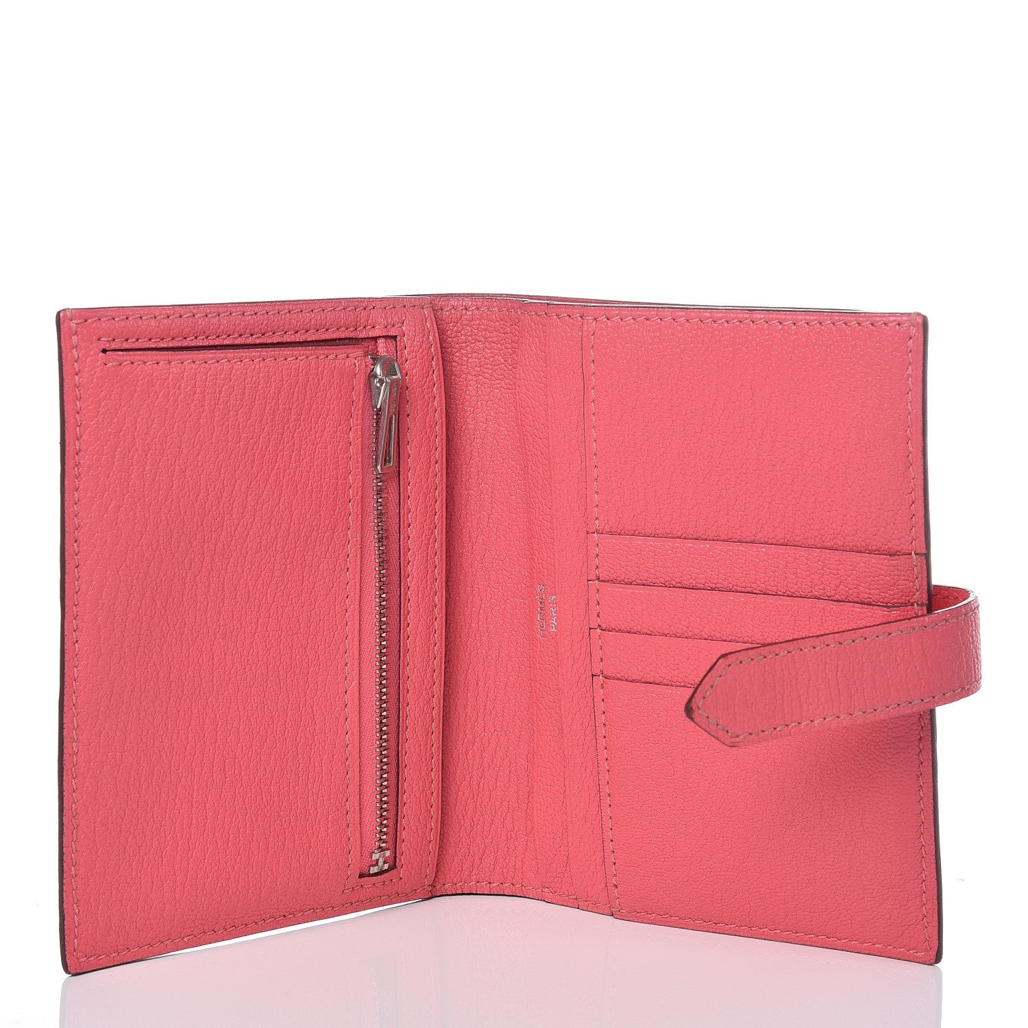 Hermes Chevre Mysore Bearn Compact Wallet Rose Lipstick 5 of 10